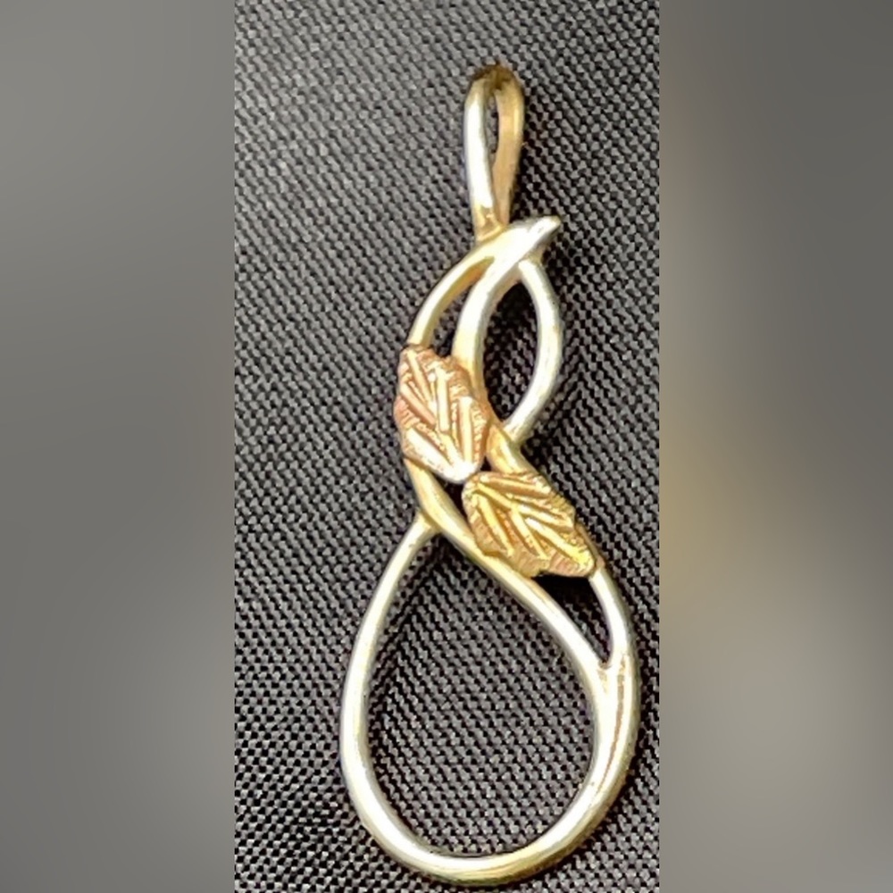 10K Solid Bi Color Gold Leaf Pendant